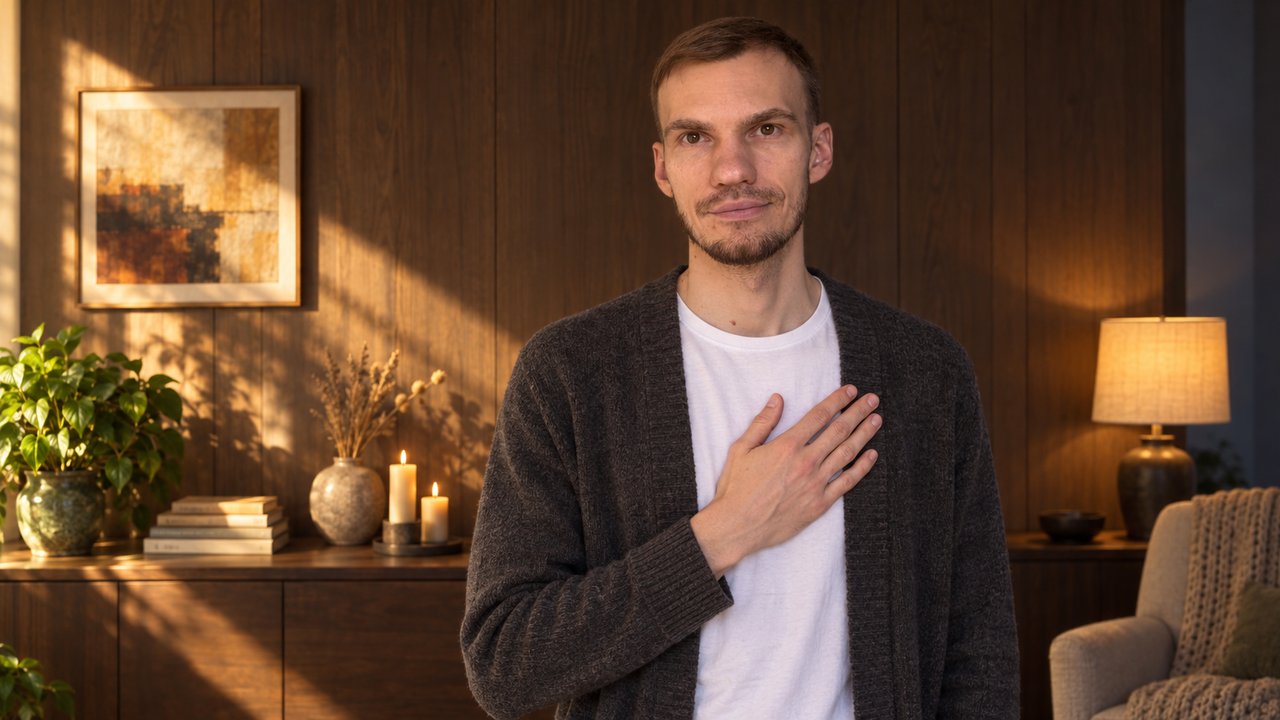 Иван Никитин держит руку на сердце